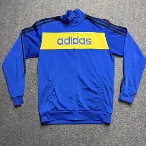 Adidas Tricot Full Zip Track Jacket Mens Medium Royal Blue 3-Stripes Sportswear